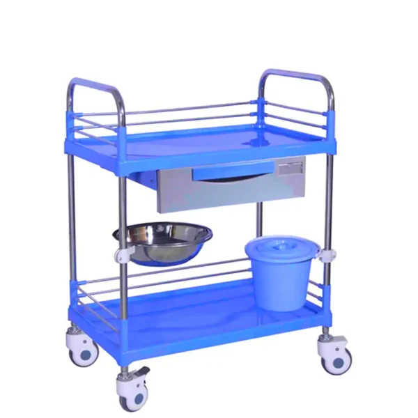Chariot à pansements en ABS - Solide et ergonomique pour une gestion optimale des fournitures médicales